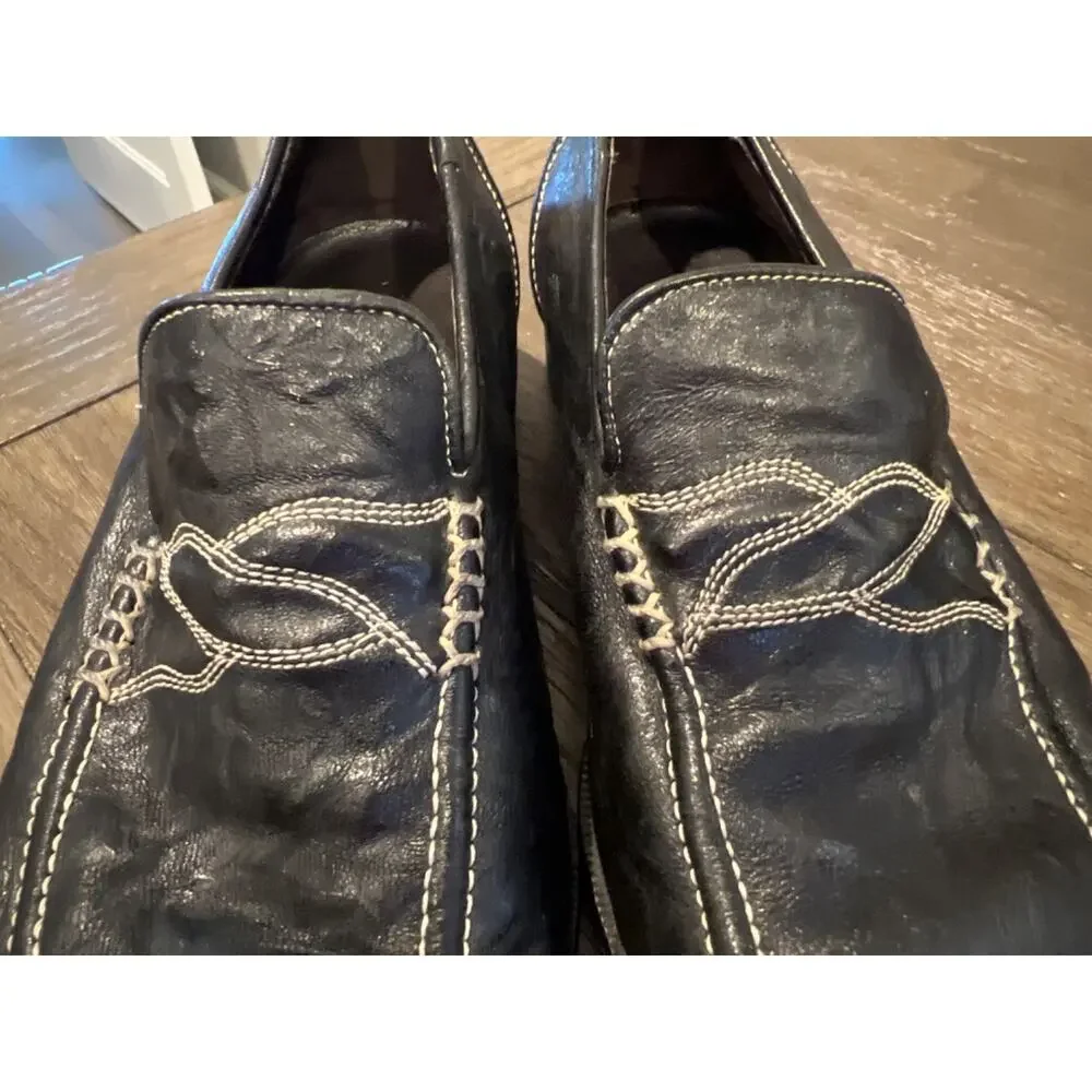 DONALD J PLINER Renkin Black Leather Slip On Loafers Dress Shoes Mens 8.5M Italy